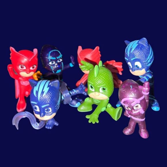 Lot #7 PJ Mask Figures (7) Gekko, Night Ninja, Ninjalino, Owlette, Catboy  B16 - Picture 1 of 4